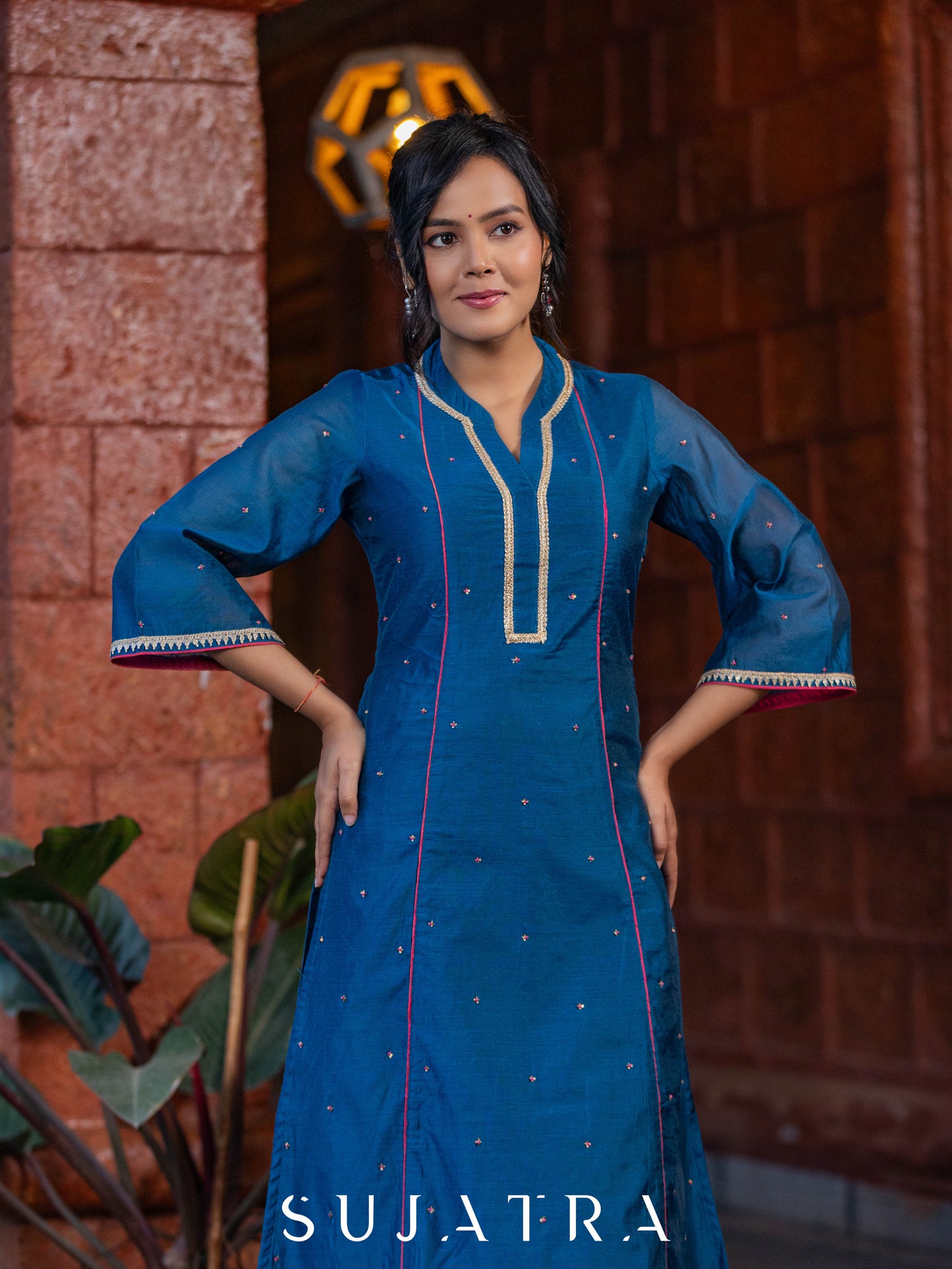 Rangrez Exquisite Hand Embroidered Chanderi Kurta