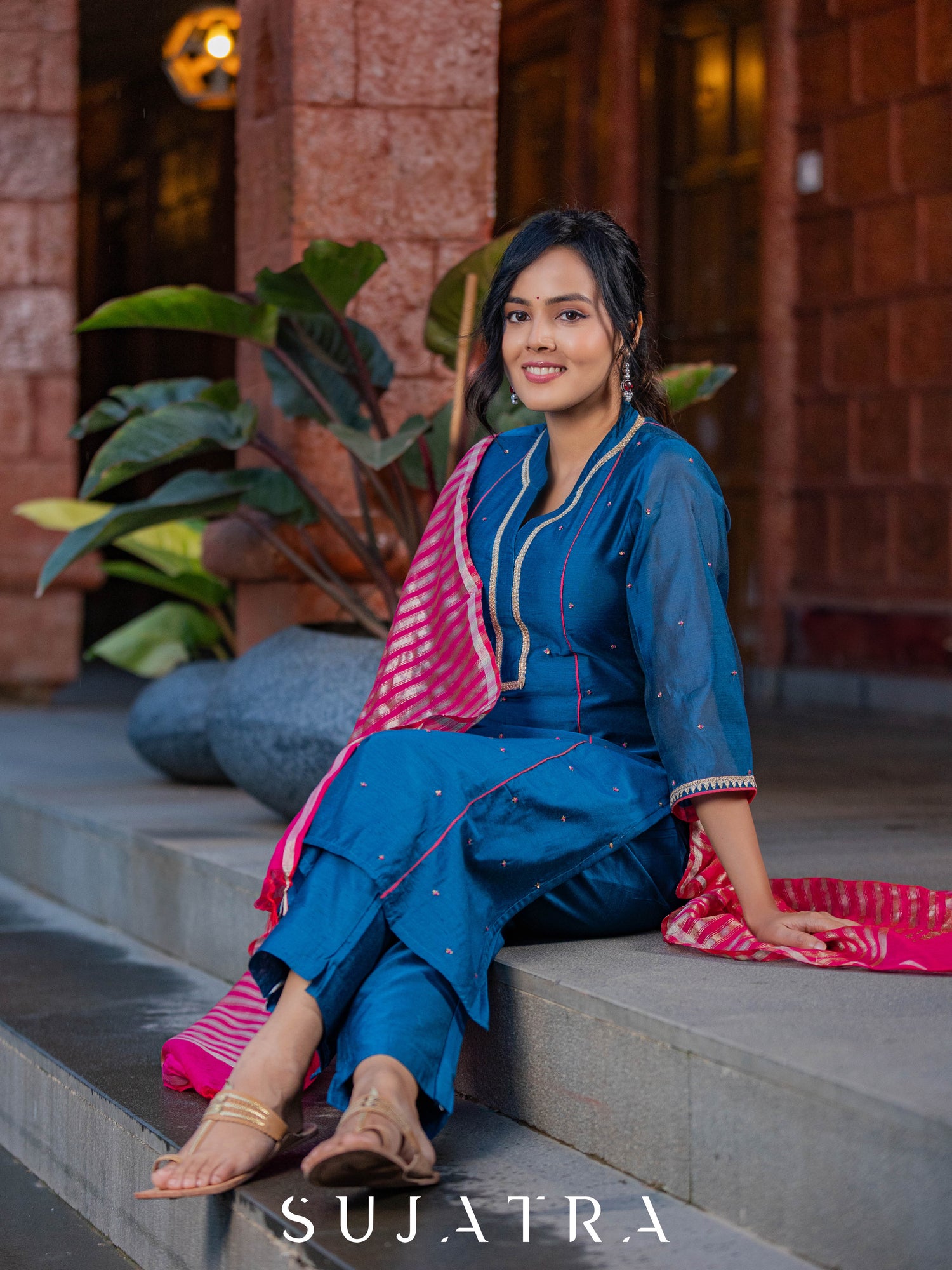Rangrez Exquisite Hand Embroidered Chanderi Kurta