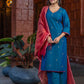 Noor - e - Neel Delicate Hand Embroidered Cotton Silk Kurta