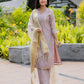 Mauve Mélange Chanderi Suit Set with Intricate Hand Embroidery