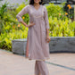 Mauve Mélange Chanderi Suit Set with Intricate Hand Embroidery