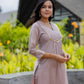 Mauve Mélange Chanderi Suit Set with Intricate Hand Embroidery