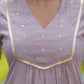 Mauve Mélange Chanderi Suit Set with Intricate Hand Embroidery