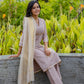 Mauve Mélange Chanderi Suit Set with Intricate Hand Embroidery