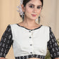 Standout Cotton Slub Blouse With Kantha Print Sleeves and Embroidered Motif On the Backside