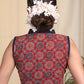 Exclusive  Cotton Handblock Printed front open Sleeveless  Blouse with Contrasting Mandarin Collar and Buttons