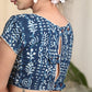Cotton Indigo Blouse with  Stylish Flap Buttons on the Backside