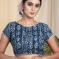 Cotton Indigo Blouse with  Stylish Flap Buttons on the Backside
