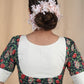 Graceful Cotton Block Printed  Blouse with Kantha Stitches and Cotrast Yoke at the Back