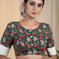 Graceful Cotton Block Printed  Blouse with Kantha Stitches and Cotrast Yoke at the Back
