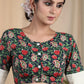 Graceful Cotton Block Printed  Blouse with Kantha Stitches and Cotrast Yoke at the Back