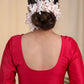 Beautiful Hot Pink Cotton Silk Blouse with Fine Pearl work on Neck and Sleeves