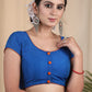 Graceful  Blue Cotton Silk Blouse with Artistic Geometric painting work