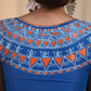 Graceful  Blue Cotton Silk Blouse with Artistic Geometric painting work