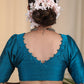Elegant Firozi colour Cotton Silk Blouse with Potli at Back Neckline