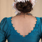 Elegant Firozi colour Cotton Silk Blouse with Potli at Back Neckline