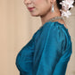 Elegant Firozi colour Cotton Silk Blouse with Potli at Back Neckline