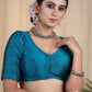 Elegant Firozi colour Cotton Silk Blouse with Potli at Back Neckline