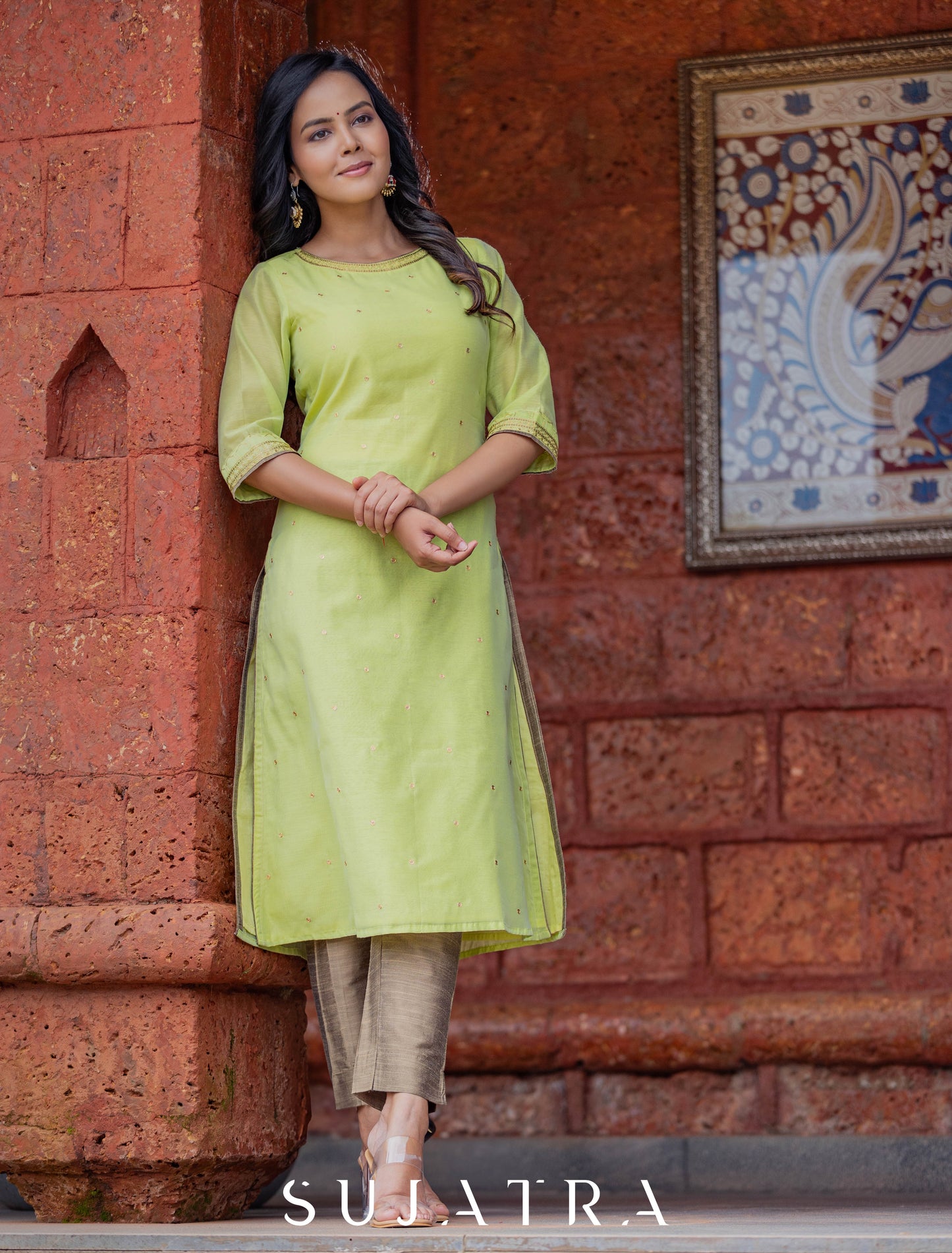 Baagh Delicate Antique Hand Embroidered Chanderi Kurta