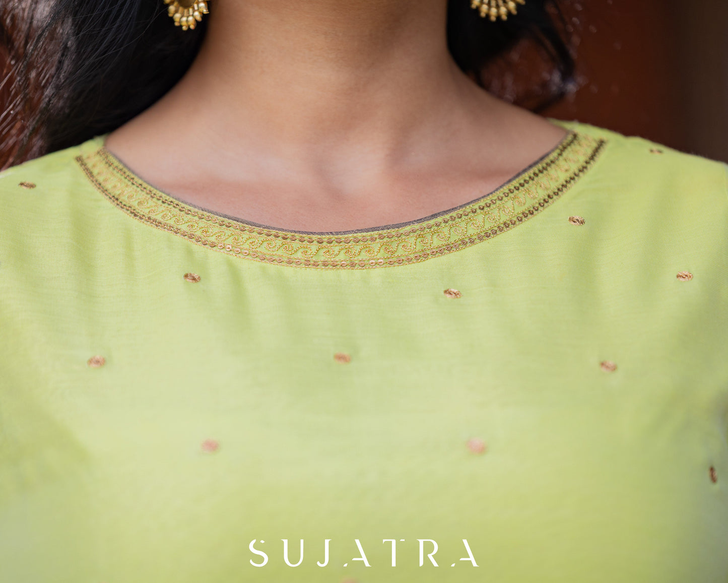 Baagh Delicate Antique Hand Embroidered Chanderi Kurta