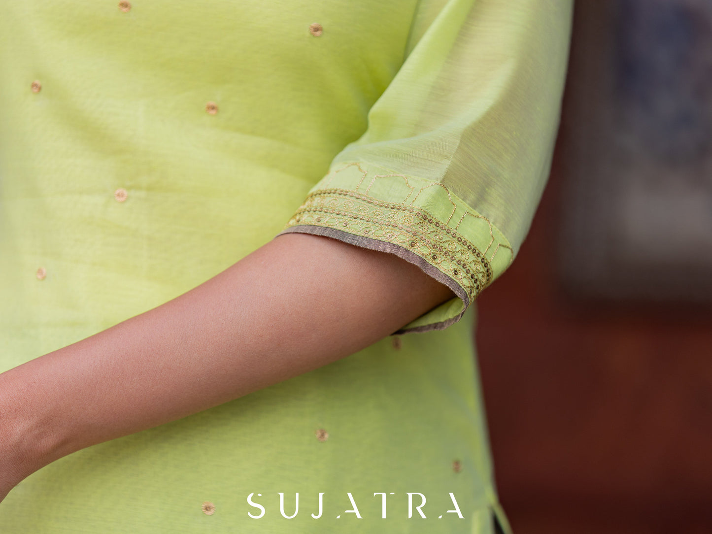 Baagh Delicate Antique Hand Embroidered Chanderi Kurta