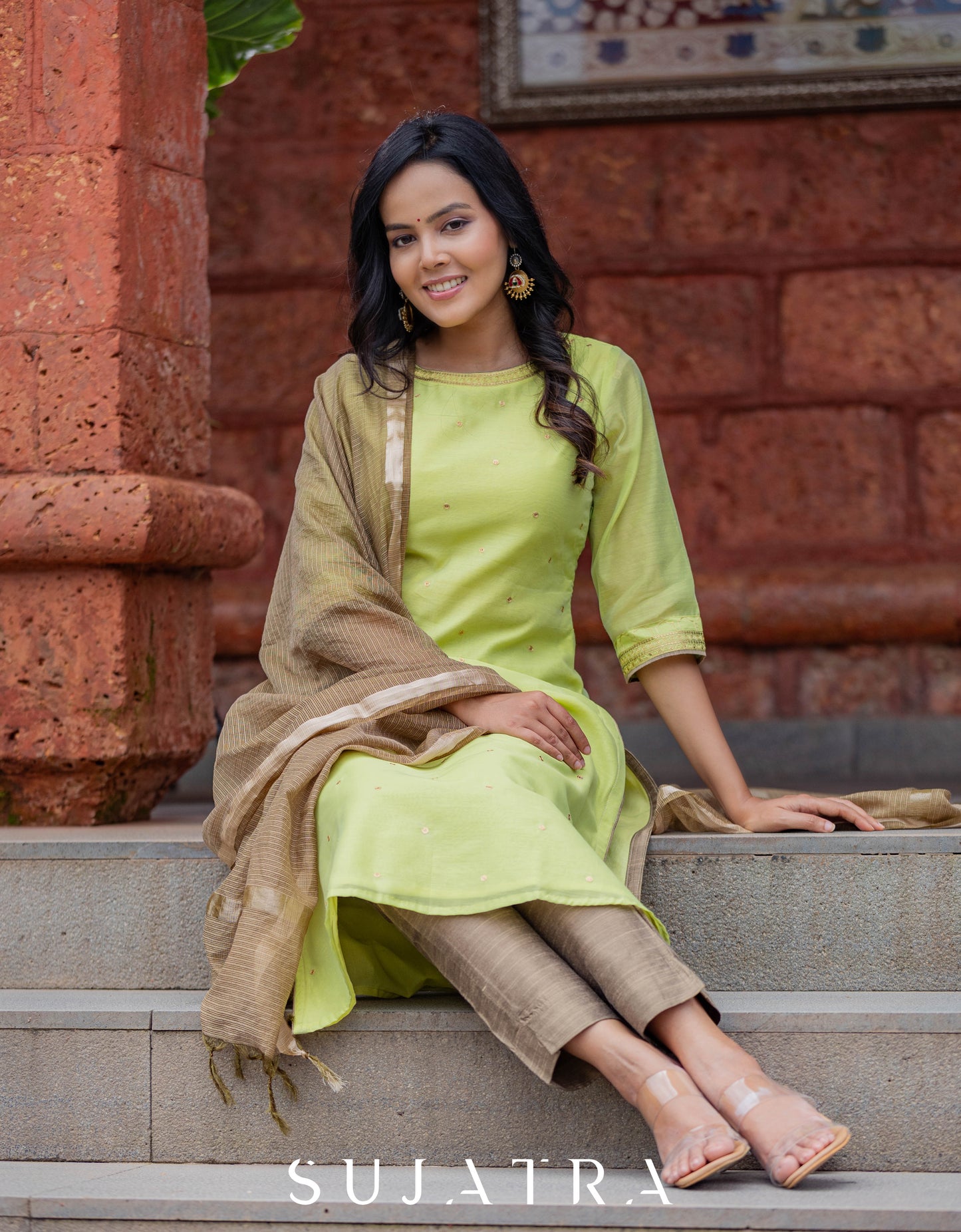 Baagh Delicate Antique Hand Embroidered Chanderi Kurta