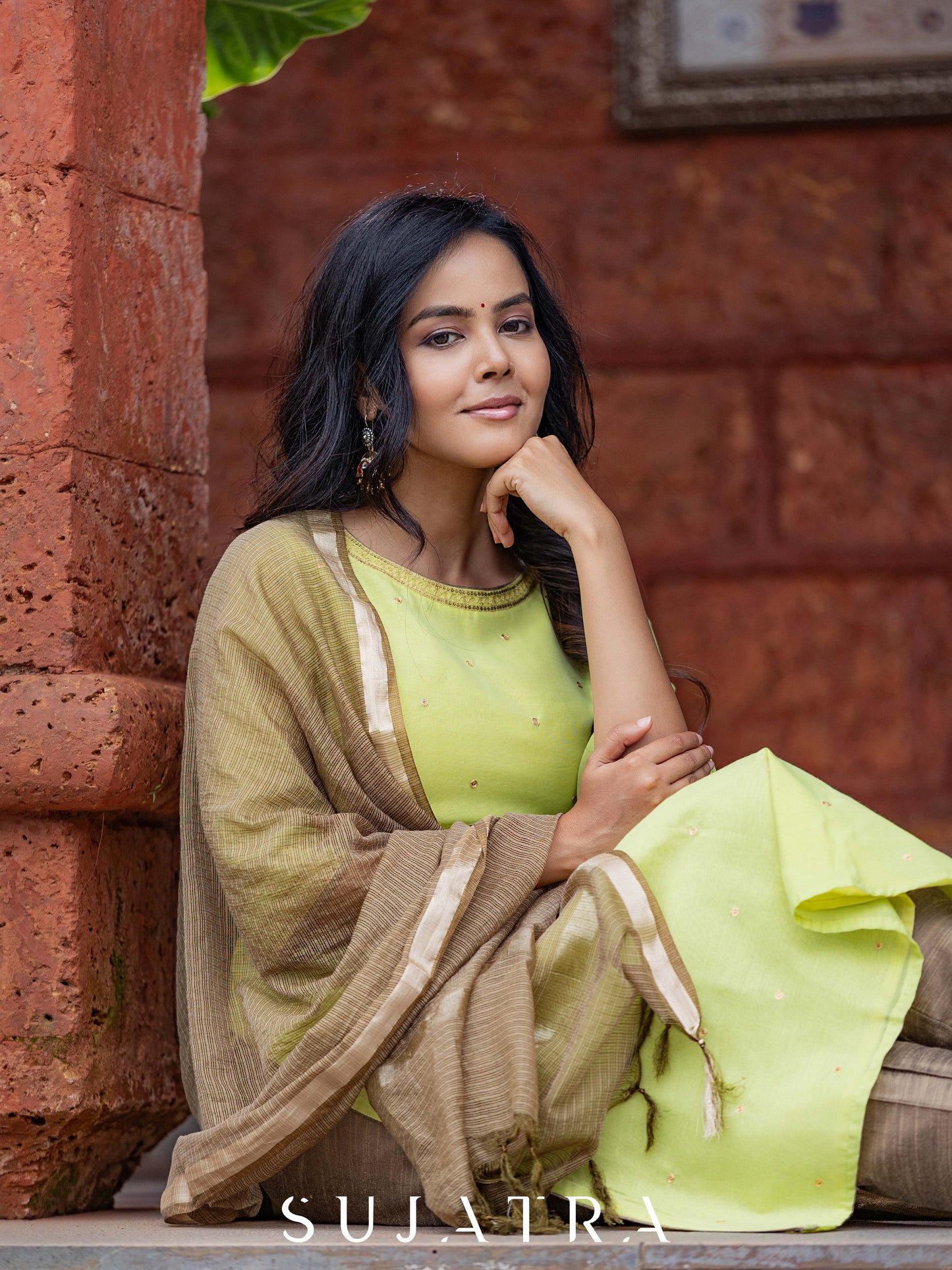 Baagh Delicate Antique Hand Embroidered Chanderi Kurta