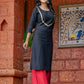 Saanjh Delicate Antique Hand Embroidered Cotton Silk Kurta