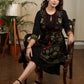 Exclusive warli hand painted layered jacket one piece cotton dress