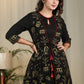 Exclusive warli hand painted layered jacket one piece cotton dress