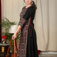 Black cotton dress with Ajrakh panel in front
