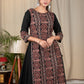 Black cotton dress with Ajrakh panel in front