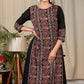 Black cotton dress with Ajrakh panel in front