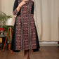 Black cotton dress with Ajrakh panel in front