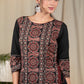 Black cotton dress with Ajrakh panel in front