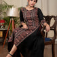 Black cotton dress with Ajrakh panel in front