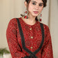 Exclusive maroon Ajrakh pleated one piece cotton dress