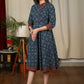 Exclusive Indigo printed cotton dress with Ajrakh details