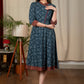 Exclusive Indigo printed cotton dress with Ajrakh details