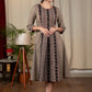 Beige handloom cotton dress with Ajrakh panel