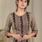 Beige handloom cotton dress with Ajrakh panel