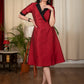 Exclusive maroon cotton silk dress with embellished collar