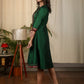 Forest green cotton silk dress with Khun combination
