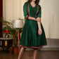 Forest green cotton silk dress with Khun combination