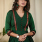 Forest green cotton silk dress with Khun combination