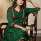 Forest green cotton silk dress with Khun combination
