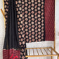 Black-Geometrical-Shape-Ajrakh-Cotton-Suit-Set-with-Maroon-Ikat-Bottom-and-Georgette-Dupatta