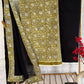 Natural Floral Mustard Cotton Suit Set with Black Bottom and Georgette Dupatta