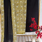 Natural Floral Mustard Cotton Suit Set with Black Bottom and Georgette Dupatta