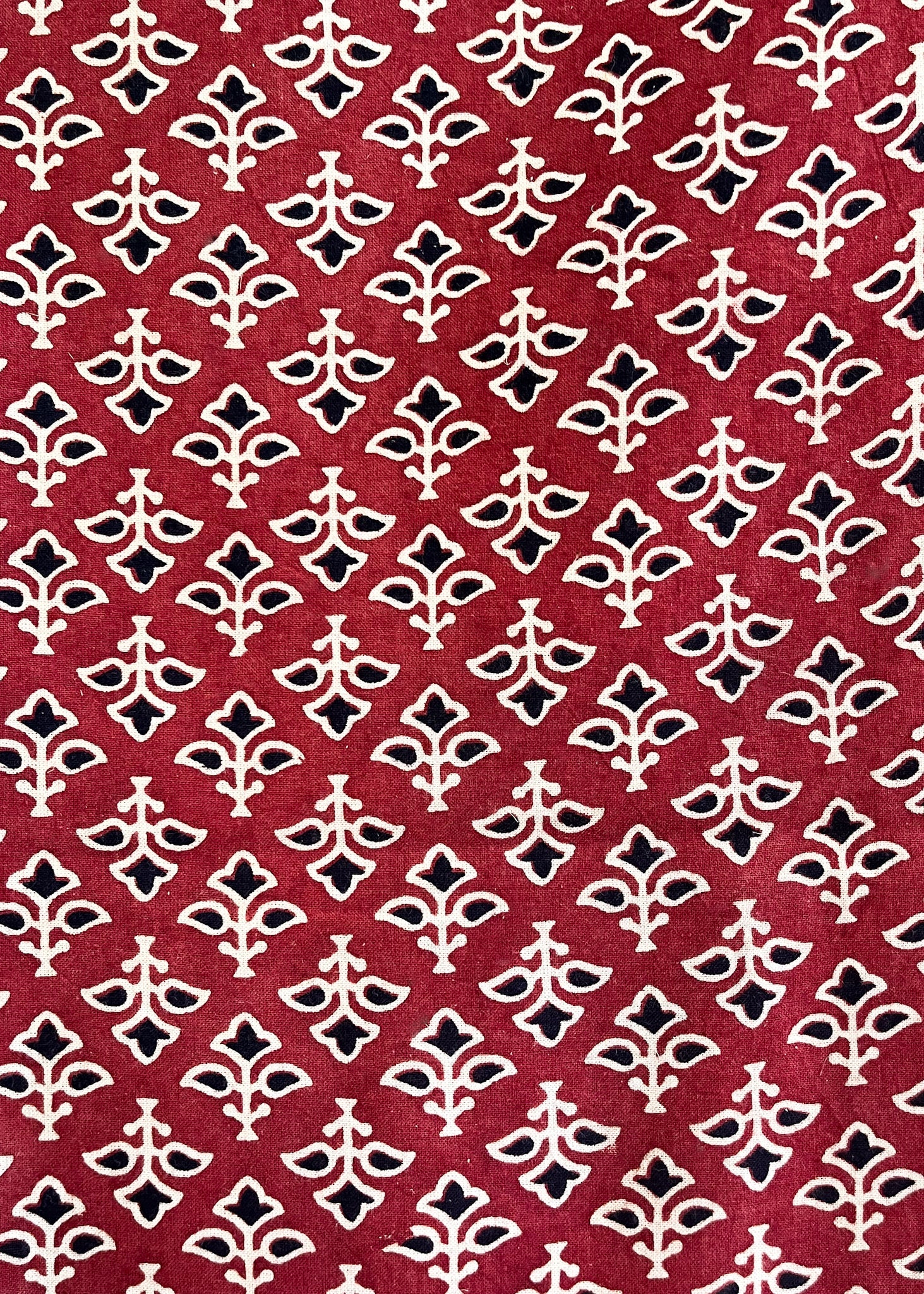 Maroon Ajrakh Suit Set wth Black Ikat Bottom and Georgette Dupatta